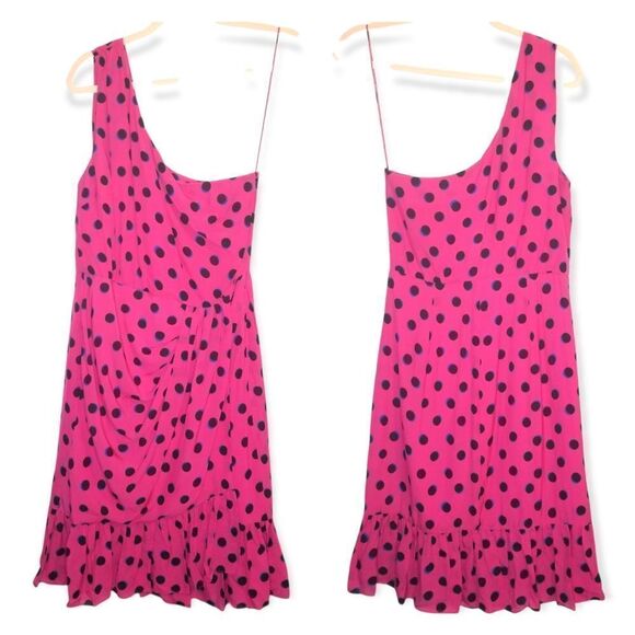 Derek Lam 10 Crosby Hot Pink Polka Dot One Shoulder Ruffled Party Taula Dress - Picture 2 of 11